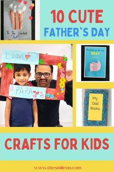 10 cute fathers day crafts for kids preschool Ideas For Preschoolers, Diy Father's Day Crafts, Fathersday Crafts, Diy Father's Day, Sticker Heart, Fathers Day Art, One In A Melon, I Love My Dad