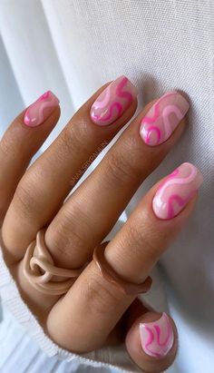 Swirl Nail Art, Aesthetic Nails, Simple Acrylic Nails, Cute Gel Nails, Nails Summer, Short Acrylic Nails Designs