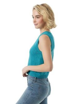 A classic and chic addition to your closet, this sweater-knit top from Jessica Simpson is updated with an open-stitched design. | Jessica Simpson Women's Sleeveless Open Stitched Sweater Knit Top, Blue, Medium