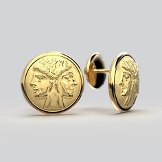 Indulge in timeless elegance with Roman God Janus earrings crafted in 14k or 18k gold, reminiscent of ancient Roman style. Explore exquisite coin stud earrings and Italian gold jewelry by Oltremare Gioielli. Elevate your style with Janus-inspired pieces and discover the allure of Roman coin designsThe focal point of these earrings is the intricate depiction of Janus, a prominent figure in Roman mythology known for his dual-faced representation, gazing both into the past and the future. The earrings are available in your choice of 18k or 14k gold, showcasing the utmost quality and luxury that you deserve.Each earring is meticulously crafted by skilled artisans, ensuring that every detail of the ancient coin is faithfully preserved. The combination of ancient artistry and contemporary design Italian Gold Jewelry, Coin Design, Roman Mythology, Roman Coins, Roman Fashion, Italian Jewelry, Ancient Coins, Earring Crafts, Sashiko