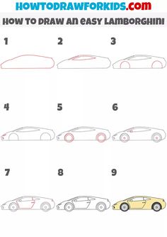 how to draw an easy cartoon car in 5 steps step by step instructions for kids