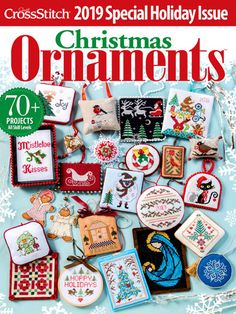 the cover of cross stitch christmas ornaments