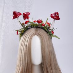 👑 Product description: Look! Red Mushroom Crown Fairy Headpiece Forest Girl Headband Elven Woodland Mushroom Costume For Women Elf Headdress Green Moss Elvish Hat Tiara 🦌Unique Design🦌 After the rain clears, vibrant red mushrooms of various sizes magically sprout across the soft, green moss. This headband combines an elastic band with carefully chosen lightweight materials, ensuring a comfortable, pressure-free fit. It adds the perfect touch of charm to your festive events, making you look ev Magical Forest Costume, Womens Mushroom Costume, Woodland Elf Costume, Mushroom Crown, Woodland Fairy Costume, Elf Kostüm, Crown Fairy, Fairy Headpiece, Mushroom Costume