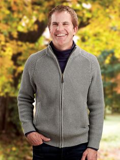 Our Handsome Shaker-Stitch Sweater: Lofty, Warm, and Ready for Any Season Vermont Country Store, Country Store, Zip Up Sweater, Leather Pulls, Zip Sweater, Cotton Knit, Vermont, Zip Up, Raglan Sleeve