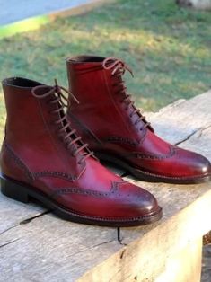 Shoes Size: US 6 Red Dress Boots, Dress Boots For Men, Burgundy Red Dress, Handmade Leather Boots, Western Boots For Men, Mens Dress Boots, Gentleman Shoes, Mens Ankle Boots, Ankle Dress