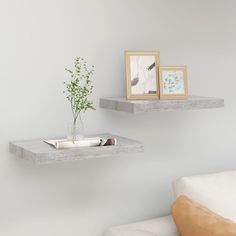 These wall shelves are meant to be the focal point of your home. With an invisible mounting system, this wall shelf is easy to install and serves as the perfect place to place the items such as awards, books, collectibles, ornaments, etc. This rack is made of quality honeycomb MDF and metal frame, which is stable and durable. This display shelf is suitable for most decor and turns an empty wall into a design feature! Color: Concrete gray Material: Honeycomb MDF, metal Dimensions: 15.7" x 9.1" x 1.5" (L x W x H) Maximum load capacity (each): 11 lb Invisible mounting system Assembly required: Yes Delivery contains: 2 x Wall shelf Wall Shelves & Ledges, Mounted Shelves, Wood Floating Shelves, Floating Wall Shelves, Estantes Flotantes, Floating Wall, High Gloss White, Empty Wall, Love Your Home