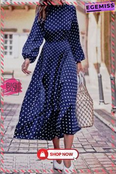 Fashion Print Patchwork O Neck Long Sleeve Dresses(3 Colors) Spring Polka Dot Long Sleeve Midi Dress, Spring Long Sleeve Polka Dot Midi Dress, Long Sleeve Polka Dot Midi Dress For Summer, Fitted Long Sleeve Polka Dot Maxi Dress, Summer Long Sleeve Polka Dot Maxi Dress, Polka Dot Long Sleeve Maxi Dress For Summer, Summer Long Sleeve Maxi Dress In Polka Dot, Casual Long Sleeve Polka Dot Midi Dress, Casual Polka Dot Maxi Dress For Fall