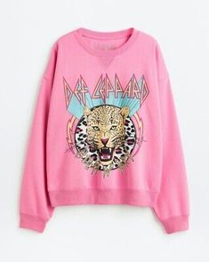 Great Shopping H&M Bright Pink Def Leppard oversized Sweatshirt S 10 12 BNWT, Womens Clothing Preppy Clothing Brands, Preppy Sweatshirts, Preppy Tops, Trendy Christmas Outfits, Designer Sweatshirts, Def Leppard