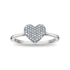 1/5 CTW Diamond Heart Promise Ring in 10KT White Gold Heart-shaped Diamond Cut Jewelry For Promise, White Gold Heart-shaped Promise Diamond Ring, Heart-shaped Diamond Ring In White Gold, Vs Clarity, Heart-shaped Diamond Ring With Accents For Gift, Heart-shaped Diamond Promise Ring For Valentine's Day, Argentium Silver Jewelry, Heart Promise Rings, Argentium Silver, White Sapphire