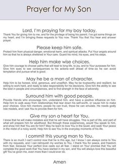 the prayer for my son is shown in this screenshot