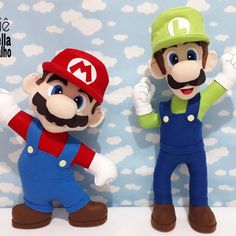 two action figures made to look like mario and luigi