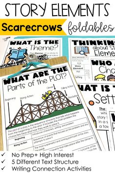 the story elements scarecrows foldables for students to practice their reading skills