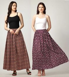 Discover with our handmade floral cotton skirts pack of 02. The lightweight cotton fabric ensures comfort and breathability, while the flattering A-line silhouette complements all body types. Pair it with your favorite blouse or a simple tee for an effortlessly chic look. Fabric:- Cotton Package Content:- Combo Pack of 02 Skirts(Maroon-01 & Purple-01) Colour:- Maroon::Purple Size Chart:- for >Waist 26 inch (Waist - 26 inch, Length - 38.5 inch) >Waist 28 inch (Waist - 28 inch, Length - 38.5 inch) Non-stretch Cotton Skirt With Floral Print, Cotton Lined Mini Skirt, Cotton Non-stretch Skirt With Elastic Waistband, Non-stretch Cotton Skirt With Elastic Waistband, Red Cotton Flared Skirt Bottoms, Floral Print Cotton Skirt, Cotton Floral Print Skirt, Cotton Fitted Flared Maxi Skirt, Cotton Long Skirt With Floral Print