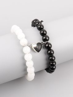 Color: Black and White Gender: Women Material: Glass Details: Heart Style: Fashionable Product Measurements in cm : Size Diameter one-size 5 Best Friends Bracelet, Casual Round Beads Bracelets For Valentine's Day, White Heart-shaped Jewelry With 8mm Beads, Elegant Heart-shaped Bracelets With 8mm Beads, Elegant Heart-shaped 8mm Beads Bracelet, Casual Jewelry With Heart Charm And Round Beads, Elegant Heart-shaped Beaded Friendship Bracelets, Casual Beaded Jewelry For Valentine's Day, Casual Valentine's Day Jewelry Bracelet