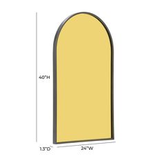 an arch shaped window with measurements for the width and height, shown in light yellow