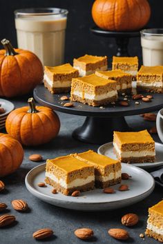 A photo of a  Low-Carb Pumpkin Cheesecake Bars which is a type of Keto Halloween Desserts Keto Halloween Desserts, Low Carb Pumpkin Cheesecake, Keto Holiday Recipes, Low Carb Holiday, Pumpkin Cheesecake Bars