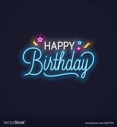 happy birthday neon sign on dark background