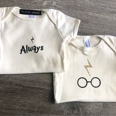 Brand New American Apparel, Excellent Quality. Made In Usa. 100% Organic Cotton. Both 3-6 Months. Cream Colored, Gender Neutral Onesies. Glasses With Gold Glitter Lightning Bolt And Always. Harry Potter Costume Halloween Newborn Organic First Birthday Cotton Romper In Cream, Gender Neutral Onesies, Neutral Onesies, Harry Potter Baby Clothes, Harry Potter Always, Always Harry Potter, Newborn Halloween, Harry Potter Costume, Harry Potter Characters