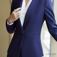 Lasaky - Ladies One-Button Lapel Blazer: Sophisticated Long-Sleeve Outerwear for Professional Work Attire Fall Style Casual, Ladies Blazer, Womens Dress Suits, Lapel Blazer, Long Sleeve Outerwear, Autumn Fashion Casual, Fall Style, Blazer Buttons, Work Attire