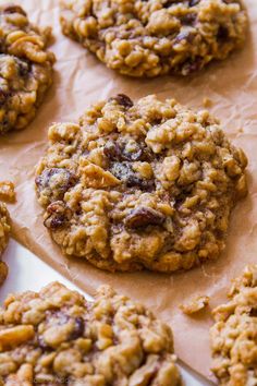 oatmeal raisin cookies on parchment paper