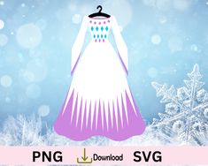 a dress on a hanger with snowflakes in the background and text that reads png download svg