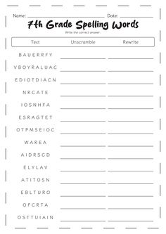 the 5th grade spelling words worksheet