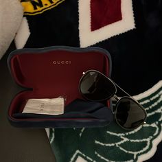 Gucci Black Aviator Sunglasses With Case, Dust Bag, And Cleaning Cloth Included, Accepting Offers, Worn Literally Once Perfect Condition Black Aviator Sunglasses, Black Aviators, Gucci Accessories, Gucci Black, Aviator Sunglasses, Cleaning Cloth, Sunglasses Accessories, Dust Bag, Women Accessories