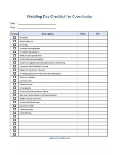 Wedding Coordinator Checklist Template