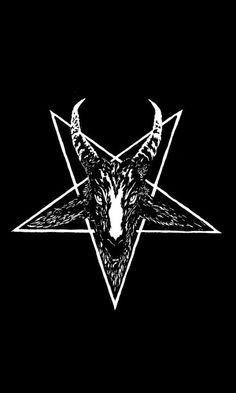 a goat head with two horns on it's face in the middle of a pentagram