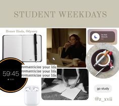 an advertisement for the student week is shown with images and text, including coffee cup, notebook