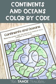 an ocean themed coloring page with the words,'contents and oceans color by code '