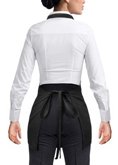 Tuxedo-Inspired V Neck Design - Elevate your uniform with a sophisticated look that adds class to any setting. Ideal for upscale bistros, restaurants, or catering events. Shorter Length for Easy Movement - This apron is perfect for busy environments where mobility is key. Its versatile style enhances your workday attire, offering both elegance and practicality for servers, chefs, and hospitality professionals. Pockets designed for serving waitstaff - Fits tablet, phone, server book, order pad, c Formal Fitted Uniform With Long Sleeves, Formal Fitted Long Sleeve Uniform, Classic Long-sleeved Formal Uniforms, Classic Long Sleeve Formal Uniforms, Server Book, Bistro Apron, Apron Pinafore, Knife Bag, Catering Events