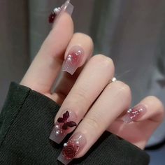 Nail Almond, Fake Nails Designs, Nagel Tips, Diamond Nails, Diamond Glitter, Red Diamond, Girls Nails, False Nail, Purple Butterfly