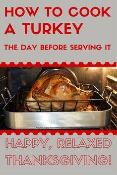 a turkey sitting in an oven with the words how to cook a turkey