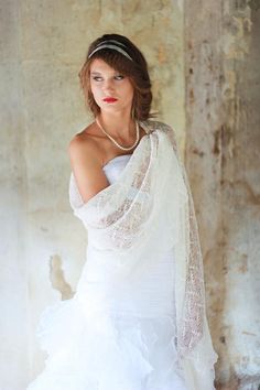 Bridal linen scarf - beautiful lace shawl for occasions, white sheer stole for bridesmaid,  white linen thin lace fog on the woman shoulders.It is so elegant and luxury. It's the perfect scarf for a special occasion like weddings. The scarf  is knitted from linen thin yarns and looks like lace. The scarf is light and lovely feels like nothing on your shoulders, but protects perfectly against mild coolness of summer evenings.•Scarf size – 27.9"x71.6" / 71x182cm •100% pure Linen - lightweight•Colo Off White Scarf, Bridal Sweater, Evening Scarf, Linen Wedding, Linen Shawl, Bridal Cover Up, Linen Scarf, White Scarf, Sheer Scarf