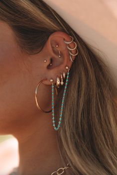 Luxury Pierced Drop Huggie Earrings, Western Earring Stack, Tattoo Earrings, Nose Ring Jewelry, Pretty Ear Piercings, Cute Ear Piercings, Western Earrings, Gold Filled Hoops, Hoop Earring Sets