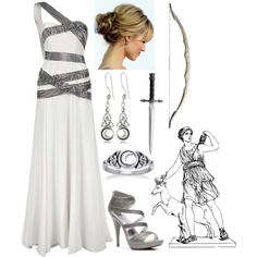 "Artemis (Goddess of the Hunt)" by lilacmayn on Polyvore Artemis Wedding Dress, Artemis Inspired Dress, Artemis Costume, Percy Jackson Outfits, Goddess Of The Hunt, Artemis Goddess, Goddess Outfit, Greek Goddess Costume