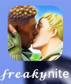 the words freakynite are in front of an image of two people kissing