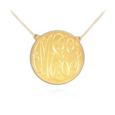 "Check out one of the hottest celebrity trend of all time: cut out monogram jewelry. This monogram necklace would make a wonderful gift for a family member who shares some of your initials, or a gift for yourself. Handmade in USA. Material: 24K Gold Plated .925 Sterling Silver Size: approximately 3/4\" in diameter Chain type: 1.5mm rope chain Chain length: Up to 20\" Information We Need from You: ► Initials: Initials to be on the pendant. Please indicate your initials in the \"Note to seller\" b Monogram Pendant, Silver Monogram, Forest Hills, Monogram Jewelry, Monogram Necklace, Disc Pendant, Silver Engraving, Disc Necklace, Engraved Necklace