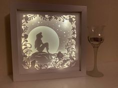 Sebastian And Flounder, Little Mermaid Bedroom, Lighted Shadow Box, Little Mermaid Room, Mermaid Bedroom, Mermaid Nursery, The Little Mermaid Ariel, Paper Carving, Mermaid Room