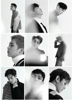 black and white photo collage of young men with different hairstyles, from male to female