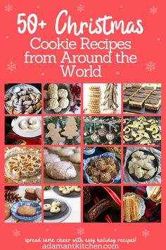 the cover of 50 christmas cookie recipes from around the world, including cookies and desserts