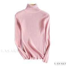 Lasaky - High-Neck Sweater with Pure Color Knitted Core Yarn - Versatile and Stylish Cheap Solid Color Women's Sweater, Cheap Fitted Long Sleeve Sweater, Knitted Sweaters Tight Fitted Ribbed, Cheap Trendy V-neck Sweater, Luxury Ribbed Solid Color Sweater, Affordable Fitted Solid Color Sweater, Cheap Fitted Knit Sweater, Cheap Soft Knit V-neck Sweater For Winter, Affordable Fitted Gray Sweater