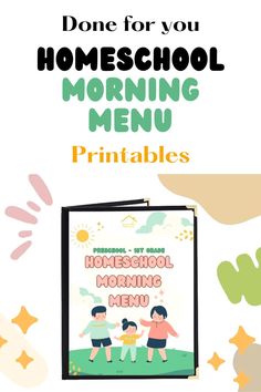 morning menu Morning Menu Homeschool Printables Free 1st Grade, Weather Calendar, Free Homeschool Printables, Menu Printable