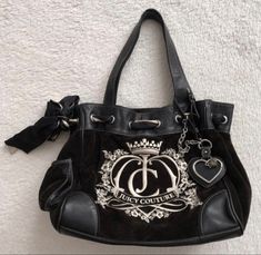 2000s Purse, 2000s Accessories, Juicy Couture Y2k, Y2k Shoulder Bag, Juicy Couture Purse, Aesthetic Bags, Black Chocolate, Juicy Couture Black, Couture Bags