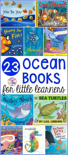 the ocean books for little learners with pictures of sea animals and fish on them