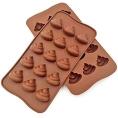 three chocolate molds in the shape of hearts