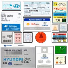 several different types of id cards and labels on a white background, including one for hydrogen