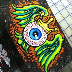 an eye painted on the side of a box