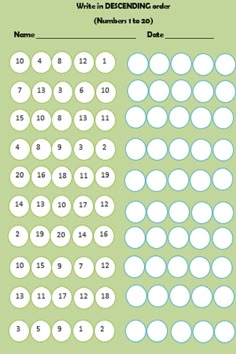 the numbers to 20 are shown in this printable worksheet for kids and adults